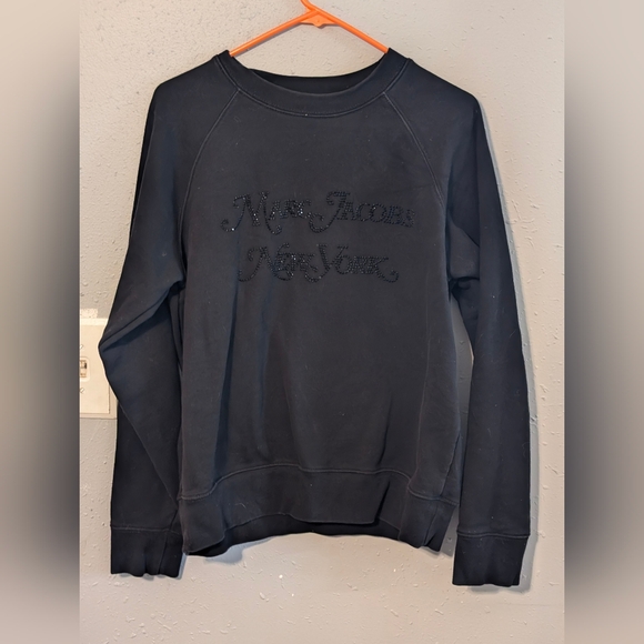 Marc Jacobs New York Rhinestone "The Logo Sweatshirt" Size M, Oversized, Relaxed - Picture 3 of 7